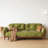 Mid-Century Modern Green Velvet Sofa