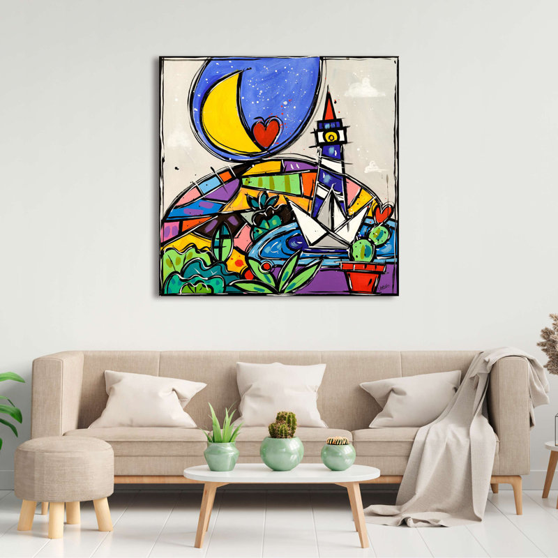 The Big Blue Lighthouse by Wallas - Wrapped Canvas Print, 70cm H x 70cm W