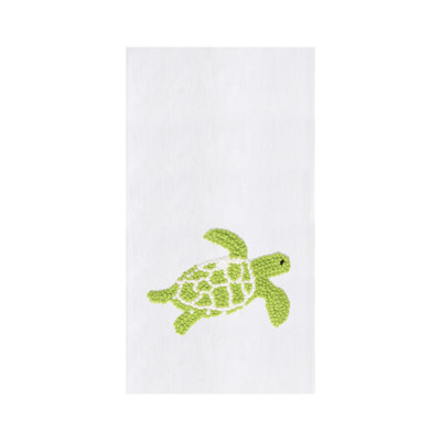 Green Turtle French Knot Flour Sack Kitchen Towel