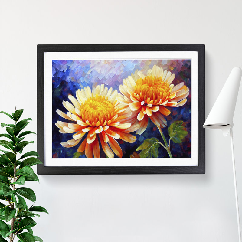 Chrysanthemum Flowers Vol.2 - Framed Print, 46cm H x 64cm W x 2cm D, Black Framed
