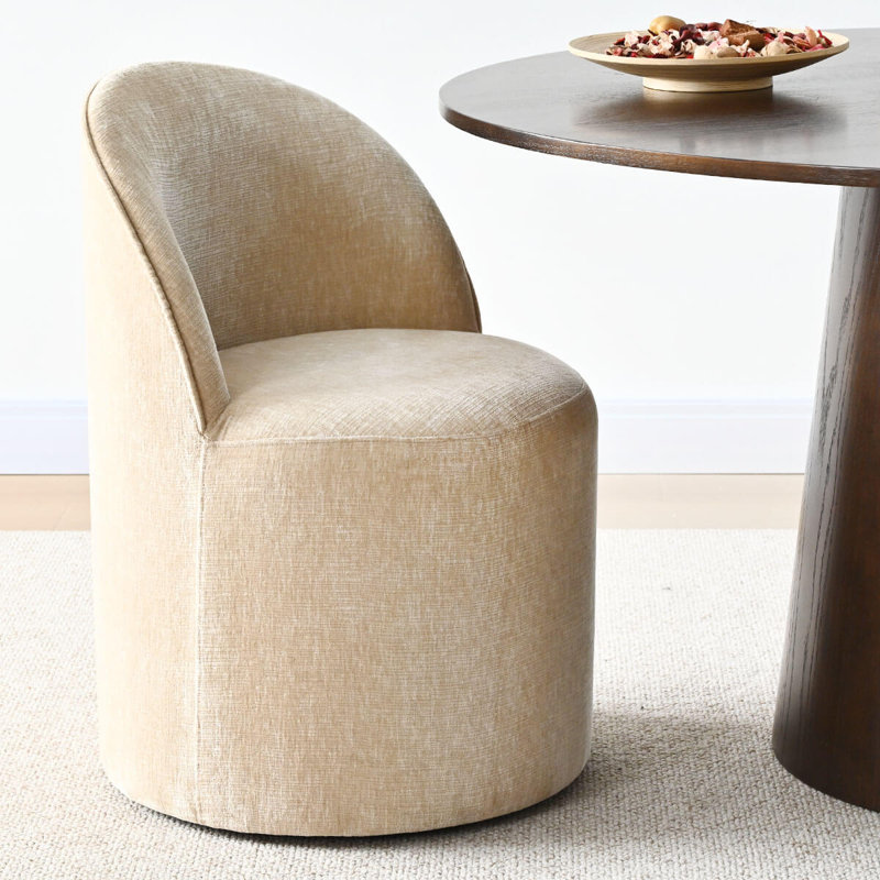 Chaise roulante rembourrée en chenille avec roulettes cachées, Brun clair pâle, 1