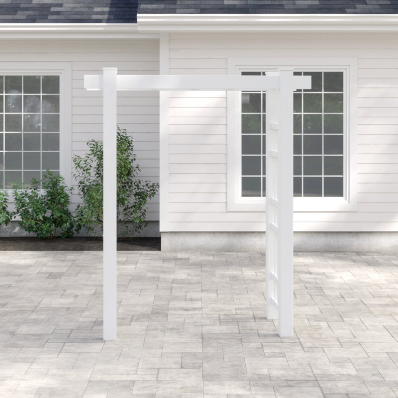 Windsor White Vinyl Garden Arbor with Asian Inspiration