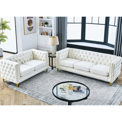 Beige Velvet 3 And 2 - Fast Delivery From Us Warehouse Soft Cushion Bewitching + Quick