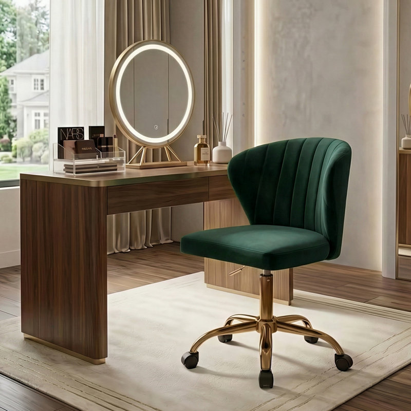 Chaise de travail ergonomique avec dossier capitonné Alice, Vert