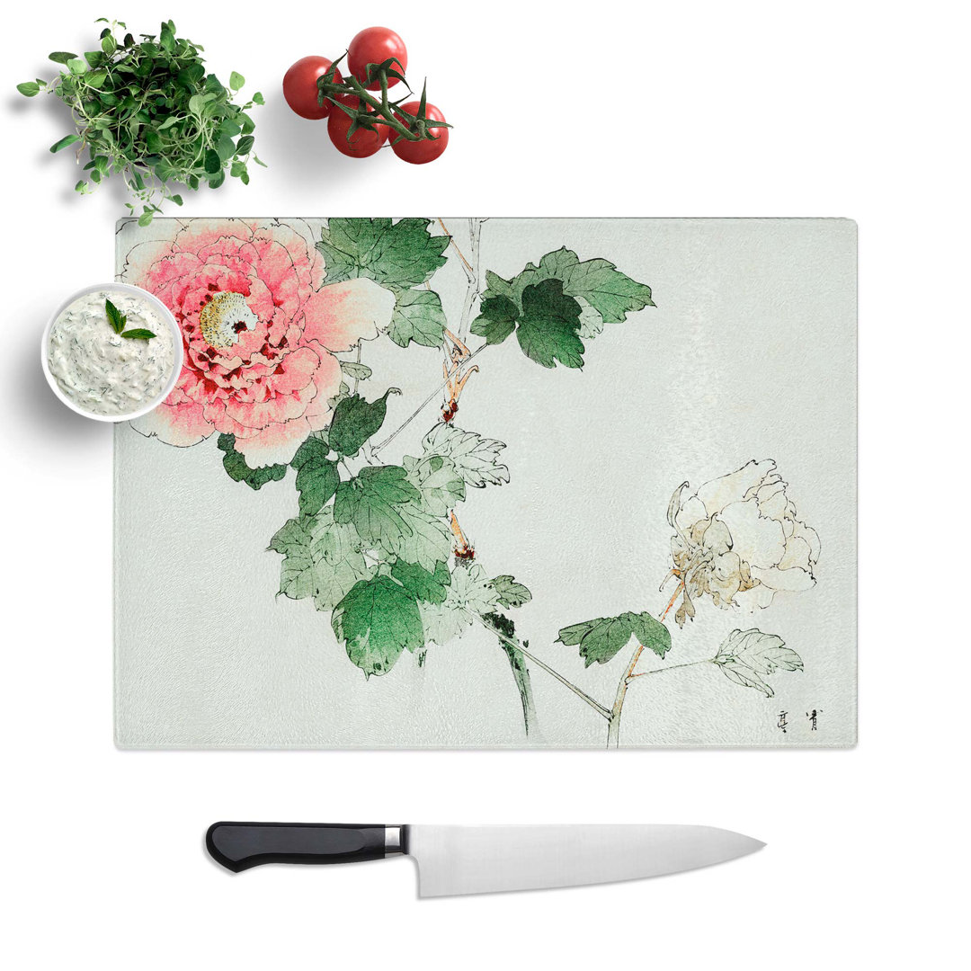 Tempered Glass Tree Peony by Watanabe Seitei Chopping Board