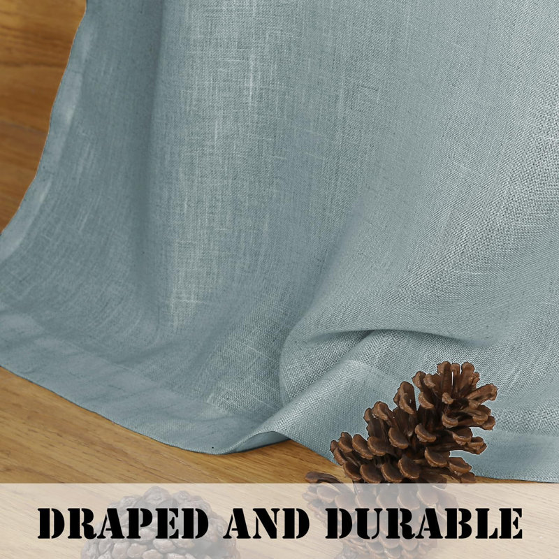 Linen Grommet Curtains for Living Room 2 Panel Drape Semi Sheer Neutral Country Rustic Farmhouse Boho Curtain Bedroom Muslin Look Light Filtering