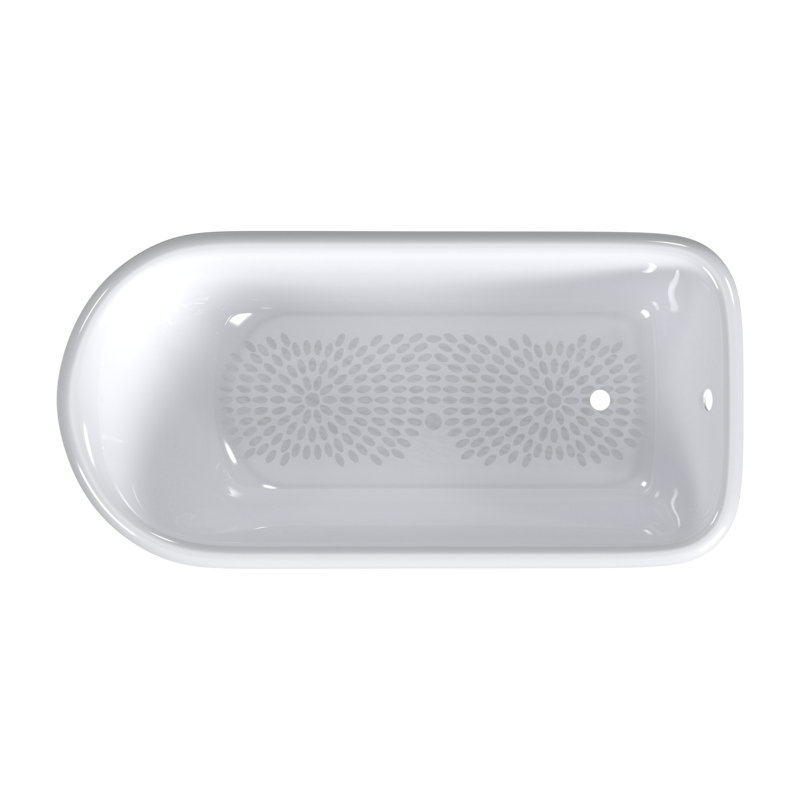61'' L Freestanding Soaking Bathtub, Polished Nickel, White Interior with White Exterior