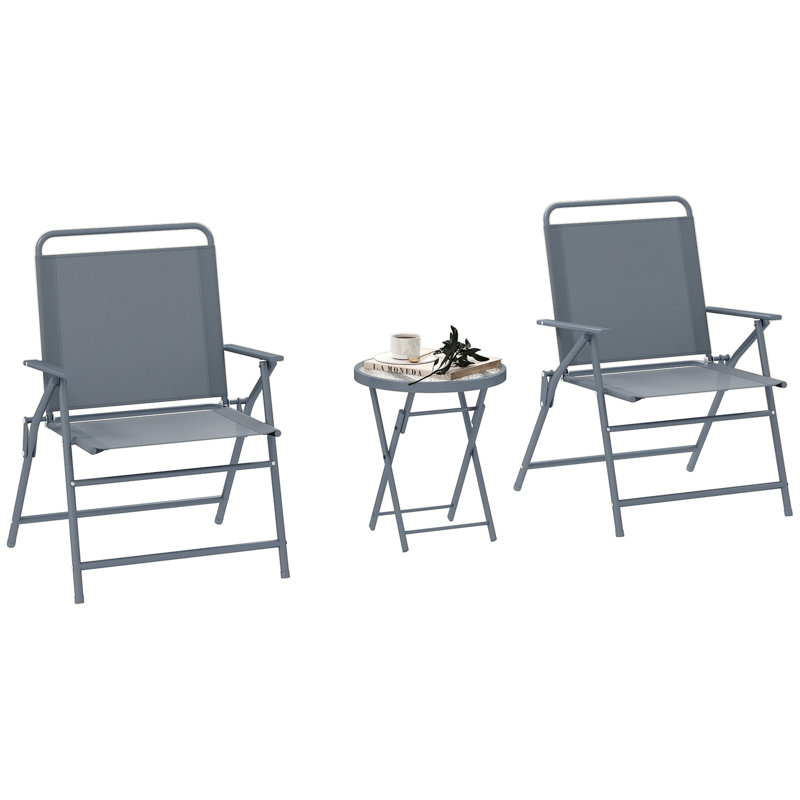 Ensemble bistro 3 pièces, chaises pliantes et table d'extérieur