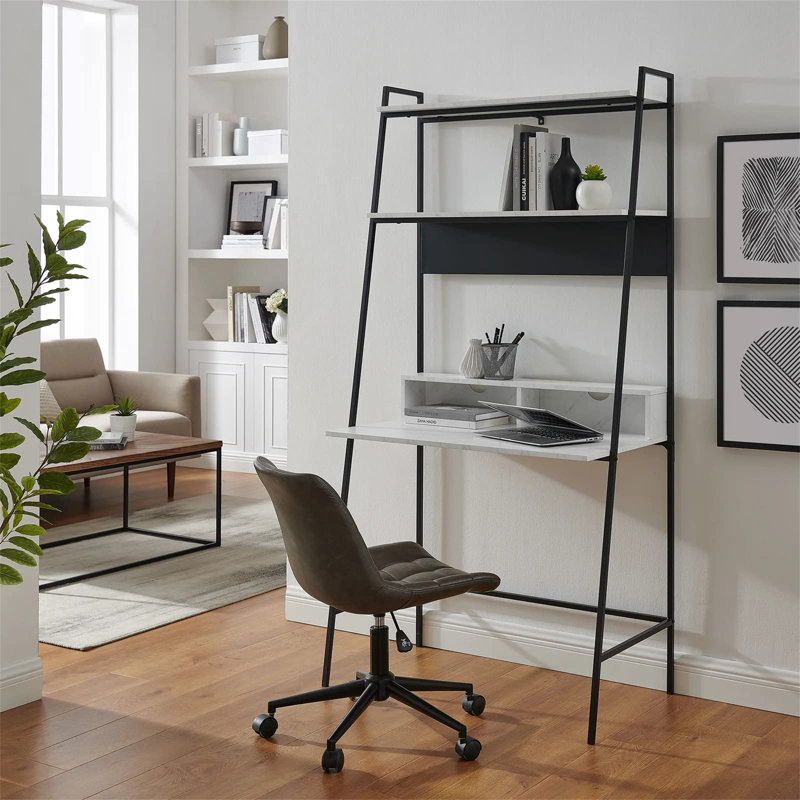 Ketan Leaning / Ladder Desk, Marble White