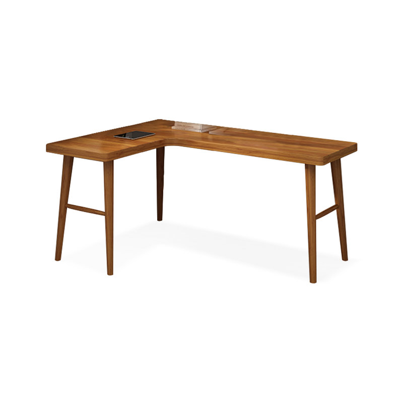 Rosewood L-Shaped Solid Wood desks, Left Hand Return, 29.53" H x 70.87" W x 47.24" D