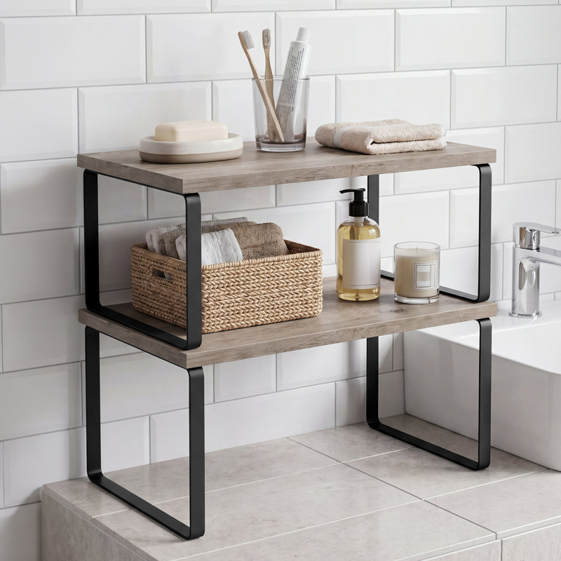 Cabinet Organizer Shelf, Ink Black/Heather Greige, 16" W