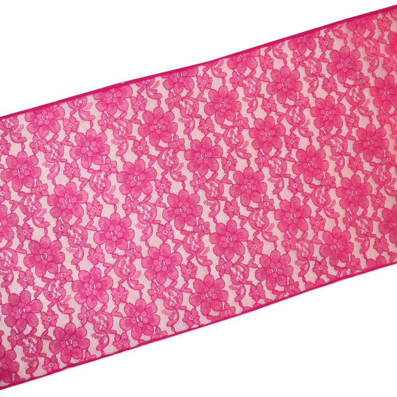 Bagdonas Floral Lace Table Runner, 12" W x 90" L, Fuchsia