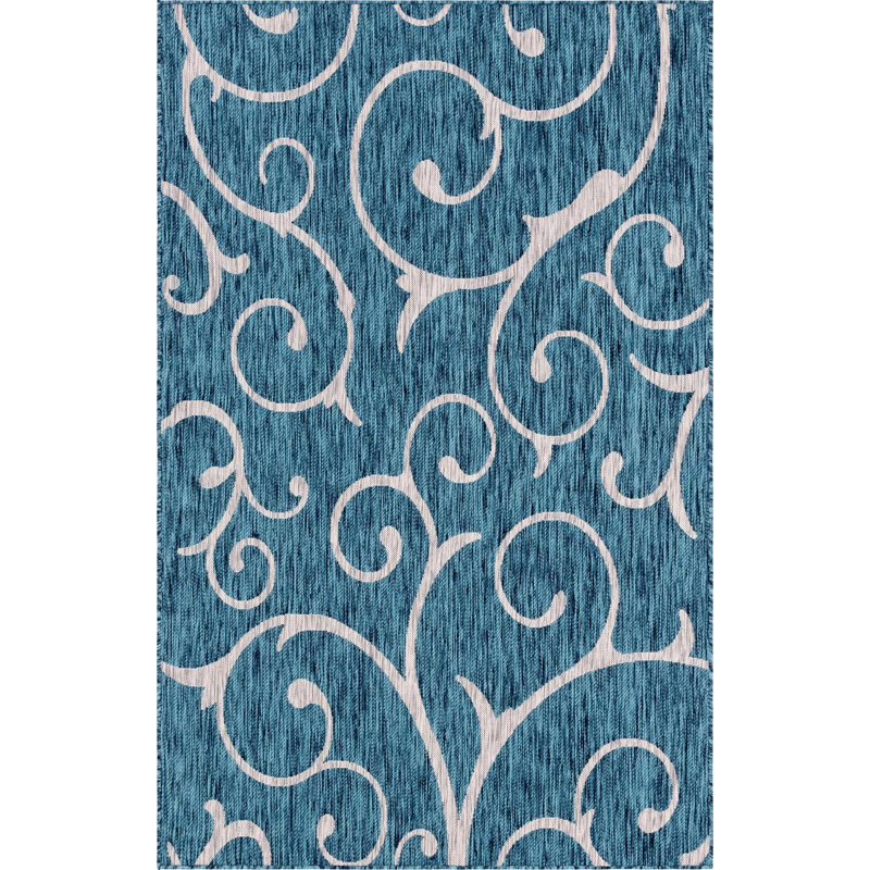 Burien Damask Hand Woven Indoor / Outdoor Area Rug, Rectangle 152 x 244cm