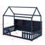 Lit simple avec lumière DEL, lit maison en bois avec bibliothèque de rangement, lit maison au sol avec garde-corps-826006900