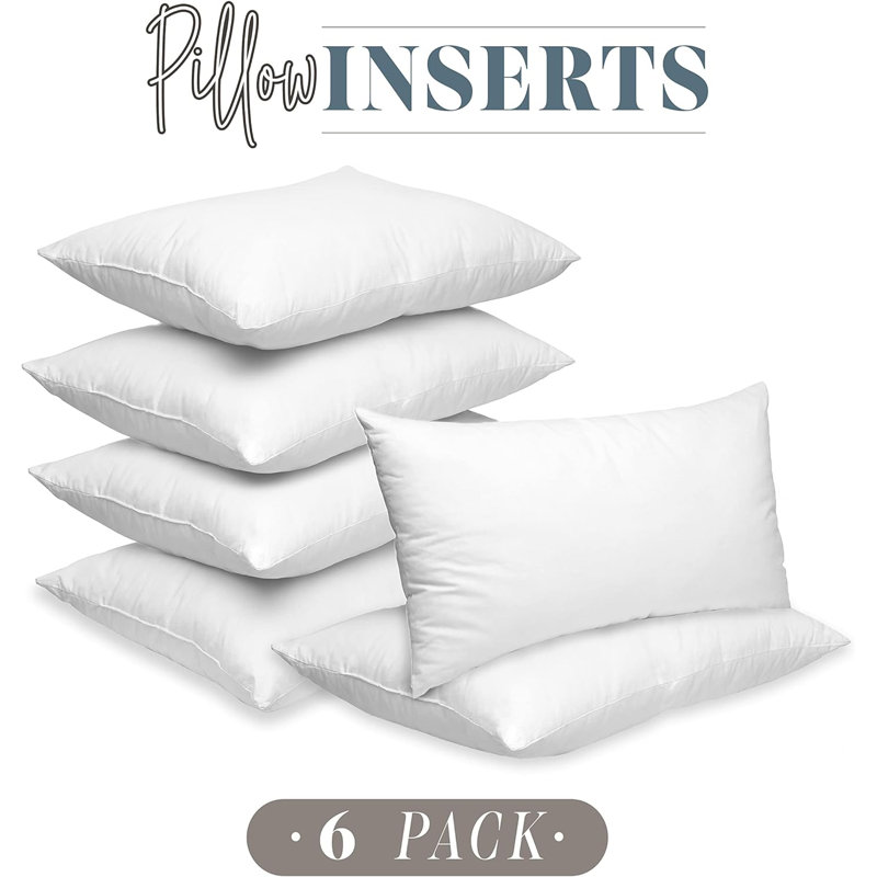 20 X 20 Throw Pillow Inserts - 6-PACK Pillow Insert Poly-Cotton Shell With Siliconized Fiber Filling - Square Form, Decorative For Couch Bed Inserts, , 20 X 20 Inch