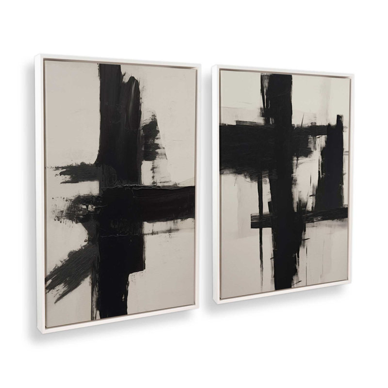 Contrast in Silence, ensemble de 2 impressions sur toile, H 18,75 po x l 25,5 po x P 1,75 po, Cadre flottant blanc opaque