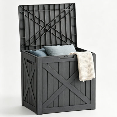 35 Gallons Water Resistant Lockable Resin Deck Box Durable Patio Storage Box