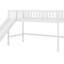 Lit mezzanine simple avec échelle et glissade, lits mezzanine avec rails de sécurité, lit mezzanine bas simple en bois avec espace de rangement-591665062