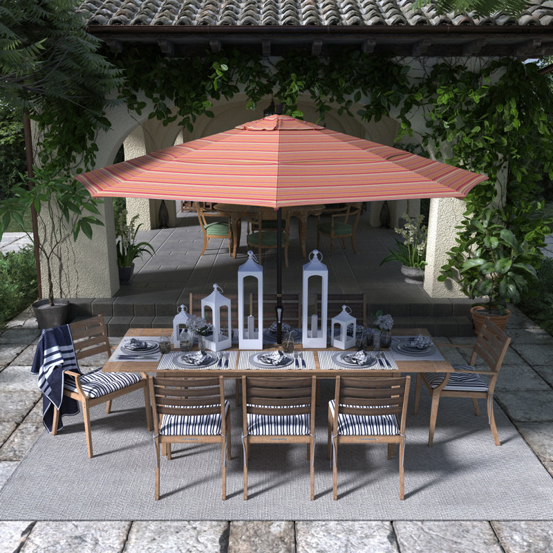 Parasol de marché de 132 po Jepsen, Sunbrella® mangue rayé Dolce