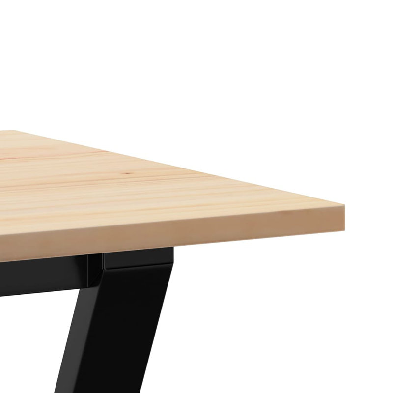 vidaXL Dining Table Y-Frame Solid Wood Pine and Steel, 75cm H x 80cm L x 50cm W