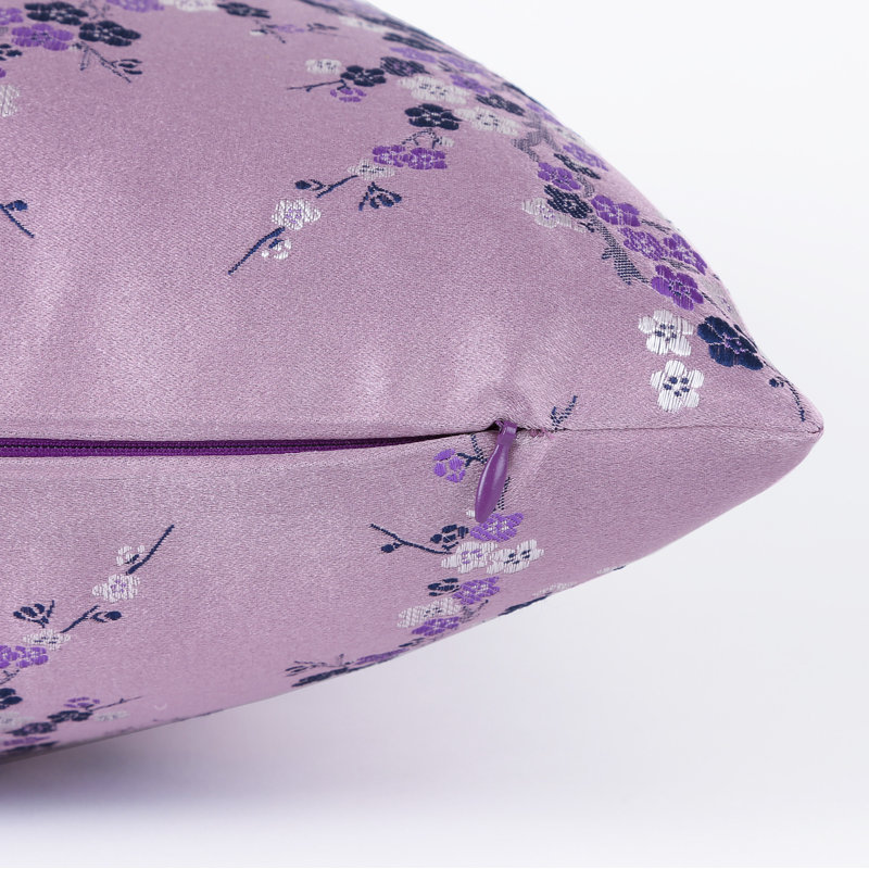 Coussin Brocade, fleur de cerisier rose mauve