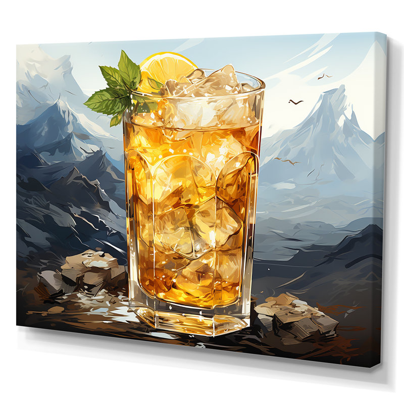 Pisco Punch Panorama Cocktail II - Art mural cocktails, H 32 po x l 24 po x P 1 po