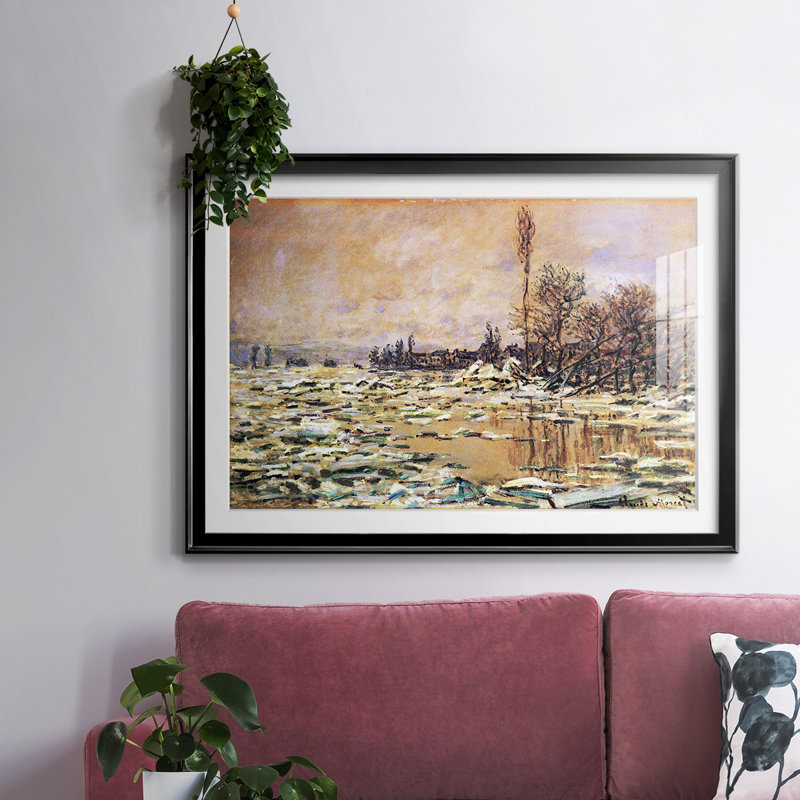 Monet, impression encadrée sur papier par Claude Monet, Noir, H 30 po x l 44 po x P 1,5 po