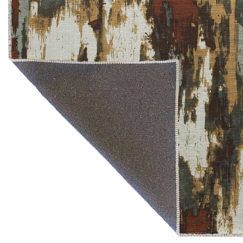 Light-Toned Multi-Colored Abstract Hereditary Patterned Creative Modern Decorative Rug, Rectangle 4'7.12" x 6'6.74"