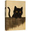 «Curious Black Cat with Yellow Eyes Art», reproduction d'art sur toile encadrée-576643783-576643805