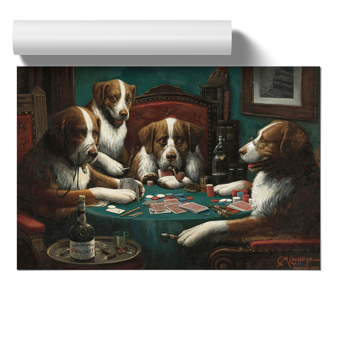 Dogs Playing Poker by Cassius Marcellus Coolidge - Frameless Print
