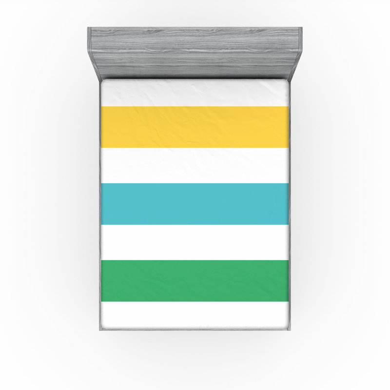 Ambesonne Striped Fitted Sheet 2-Pack Rainbow Pattern Multicolor