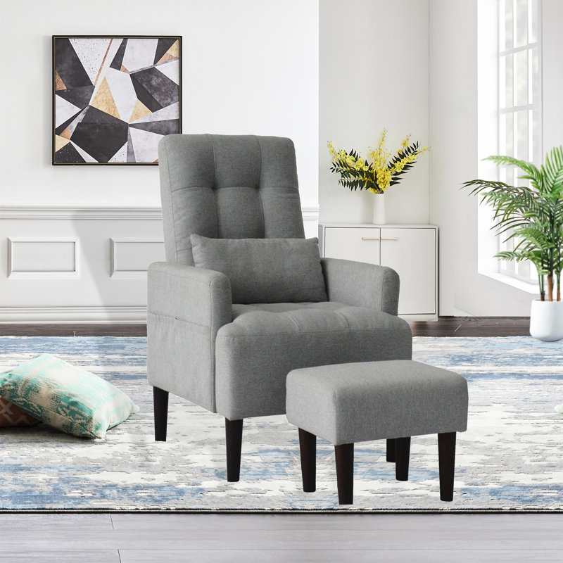 Chaise de salon confortable avec rangement et angle réglable en gris