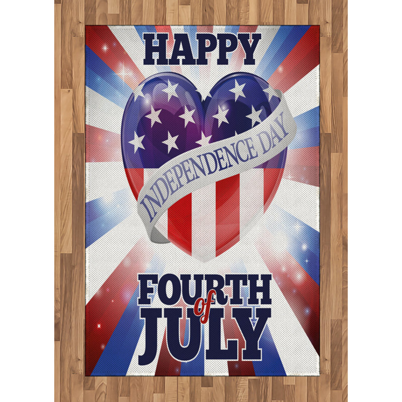 4th of July High Density Long Fiber Poly Threads Decorative Area Rug Carpet, Rectangle 4' x 5'8"