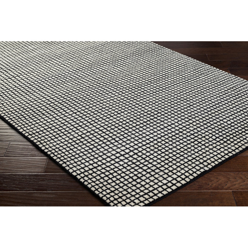 Damier Wool Checkered Area Rug, Rectangle 2' x 3'
