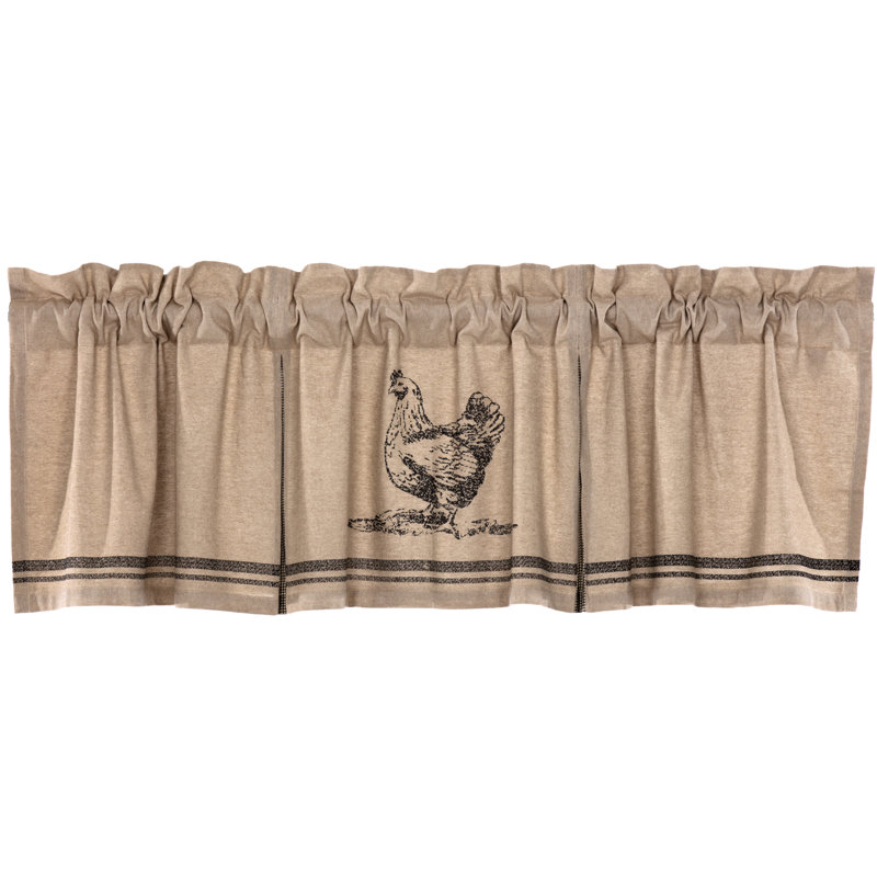 Cantonnière à volants en coton Sawyer Mill, Gris anthracite/kaki, L 20 po x L 72 po