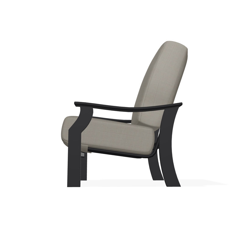 St. Catherine Marine Grade Polymer Deep Seating Cushion Arm Chair, Stone Linen, Black