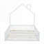 Lit plateforme en bois massif pleine grandeur en forme de maison avec barrière de sécurité pour la chambre à coucher, finition blanche