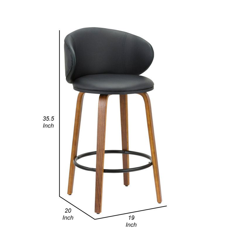 Anastaysia Upholstered Counter Stool, Walnut/Black, Black
