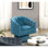 Fauteuil pivotant luxueux en velours sarcelle foncé avec une rotation en douceur, une structure en contreplaqué et un siège à haute densité pour les espaces de vie élégants