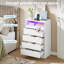 Commode double 4 tiroirs avec prise de courant décorative avec éclairage à DEL et commode blanche moderne avec station de charge-321566818