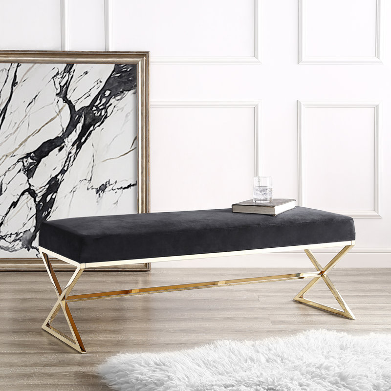 Banc en velours Aurora, Noir