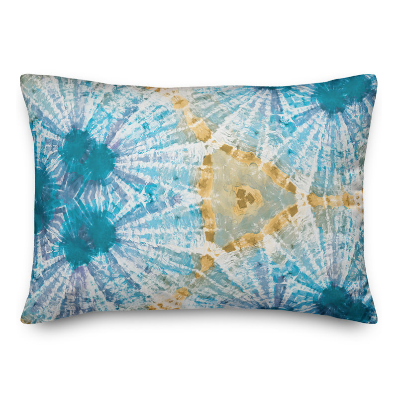 Abstract Outdoor Reversible Throw Pillow, Blue