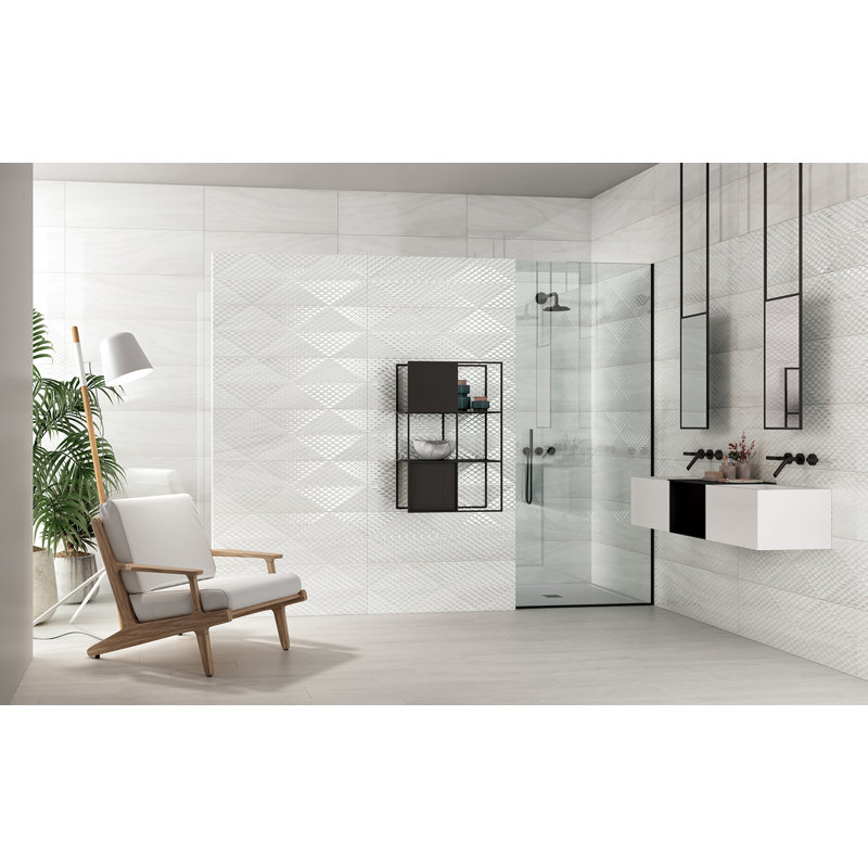 Castle Series 13" x 39" Ceramic Wall Tile, Pearl