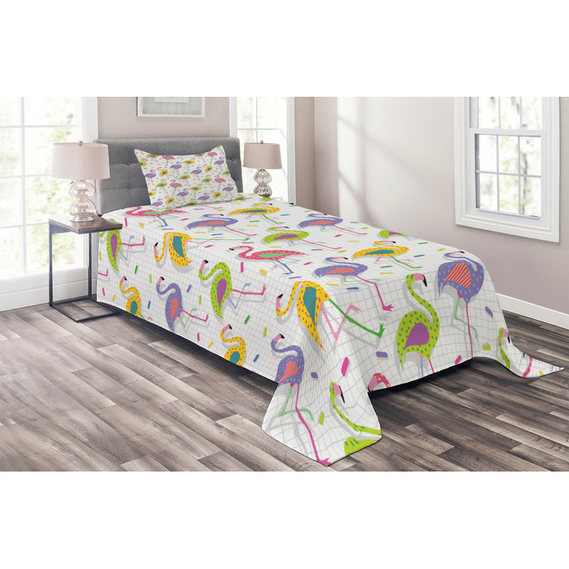 Twin White Quilted Bedspread Set with Pillow Sham