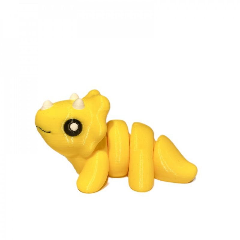 Figurine tricératops jaune vif imprimée en 3D, H 0,5 po x l 0,5 po x P 3 po