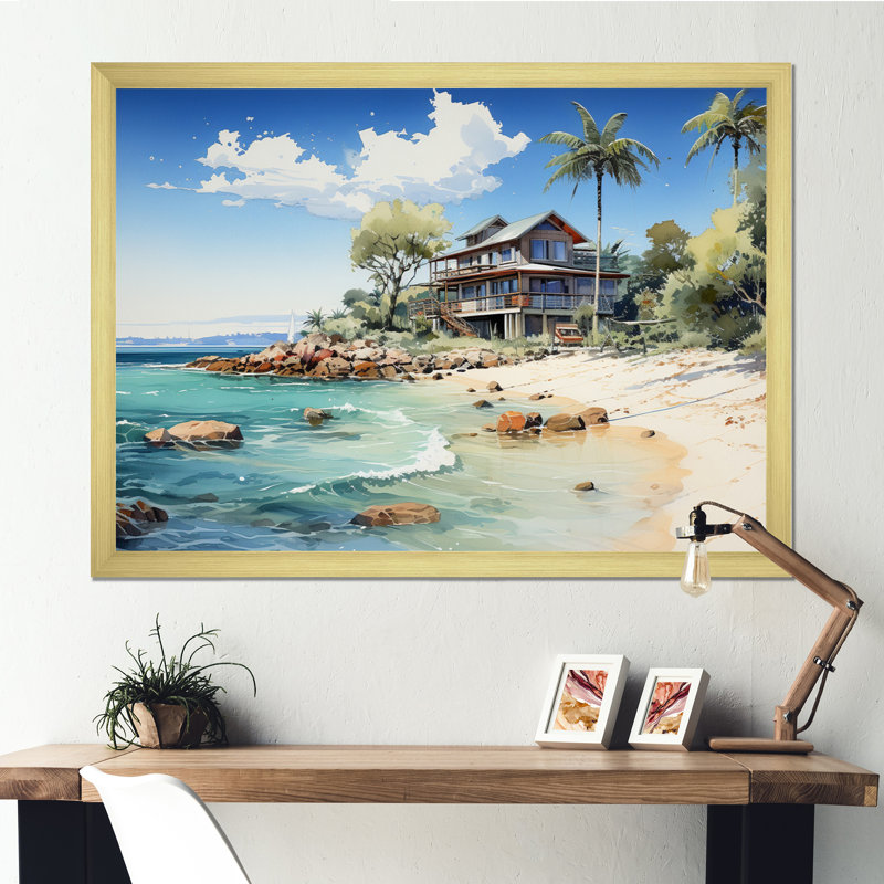 " Seven Mile Beach III ", Gold Single Picture Framed, 24" H x 32" W x 1" D