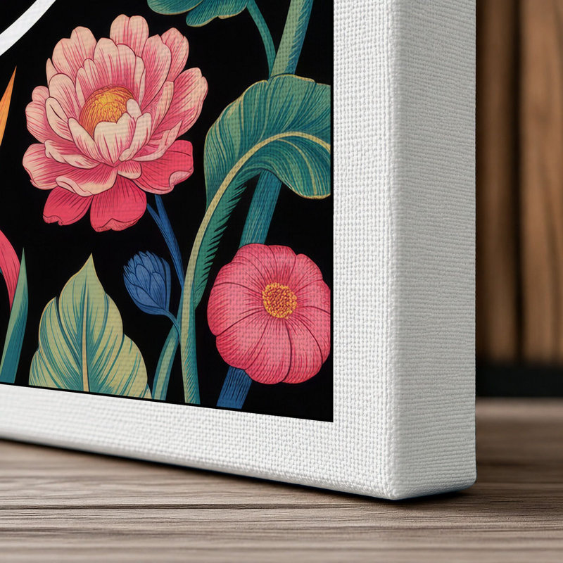 Birds of Paradise Botanical - Wrapped Canvas, 36x24 - 91.4 x 61.0 cm, White Border