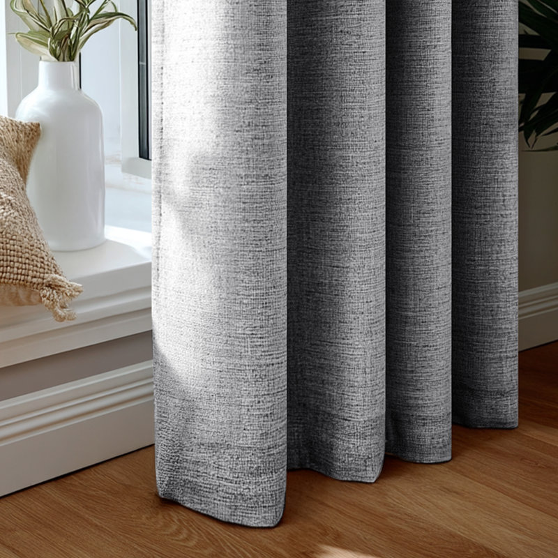 100% Blackout Faux Linen Curtains with TPU Backing – Dual-Layer Noise Reducing & Thermal Insulated Drapes, 52" W x 84" L