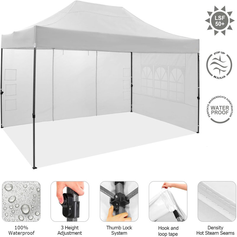 3x3m Steel Canopy, White