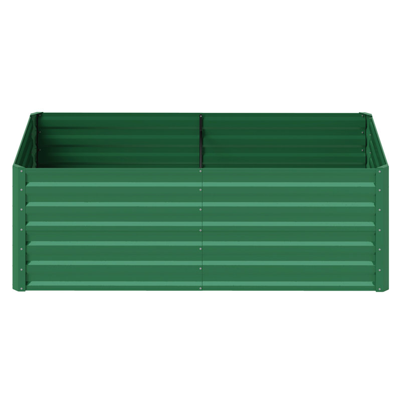 Galvanized Raised Garden Bed With Gloves, 24" H x 72" W x 36" D, Green